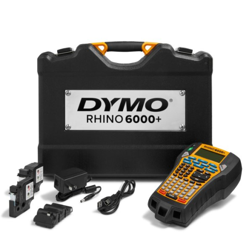 DYMO Rhino 6000 Industrial Label Maker, Computer Connected Label Maker with Hard Carry Case, 1 Vinyl Tape Cassette, 1 Flexible Nylon Tape Cassette and Rechargeable Lithium Ion Battery