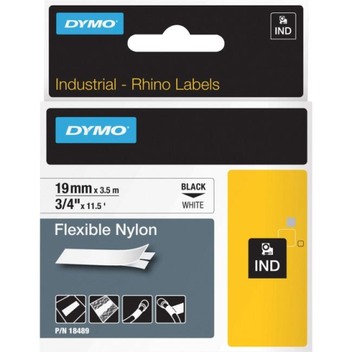 Rhino 3/4" White Flex Nylon Label- 19Mm