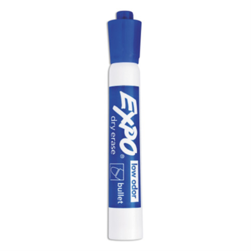 EXPO Dry Erase Marker, Low Odour Ink, Blue, Bullet Tip, 1 Unit