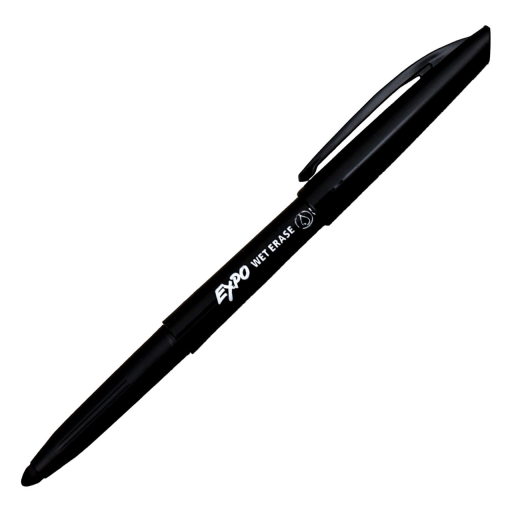 EXPO Wet Erase Marker, Semi-Permanent Markers, Black, Fine Tip, 1 Unit