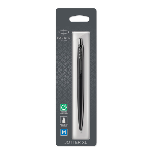 Parker Jotter XL Ballpoint Pen, Monochrome Matte Black, Medium Point, Blue Ink, Blister Pack