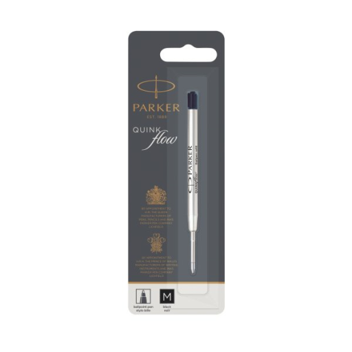 Parker Ballpoint Pen Refill, Medium Tip, Black QUINKflow Ink, 1 Count