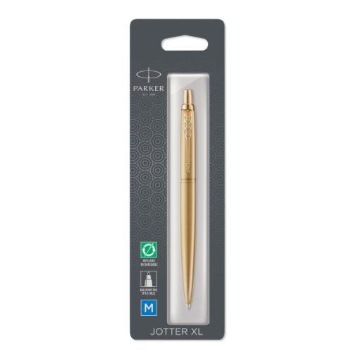 Parker Jotter XL Ballpoint Pen, Monochrome Matte Gold, Medium Point, Blue Ink, Blister Pack