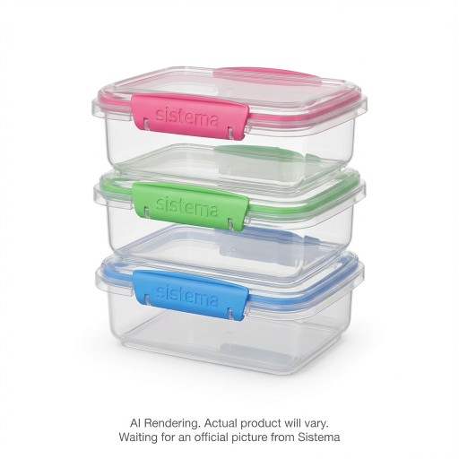 Sistema Lunch Collection Food storage Containers, Assorted Colours, 3 Pack