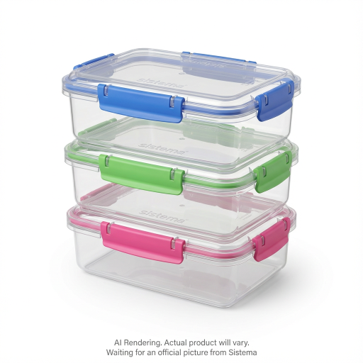 Sistema Klip It Food Storage Containers, 1 L, Assorted Colours, 3 Pack