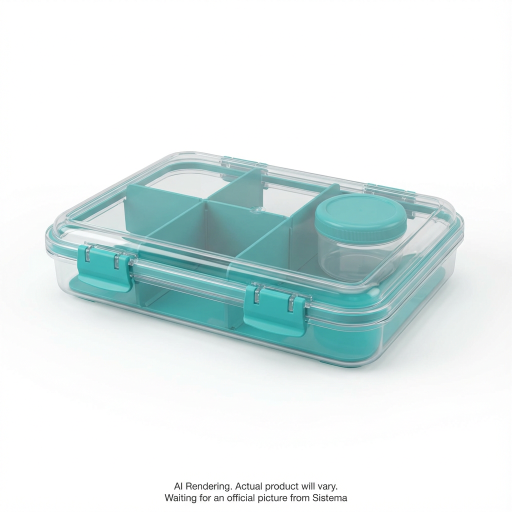 Sistema To Go Bento Box Create, Lunch Box with Compartments & Snack Container, 1.48 L, BPA-Free, Minty Teal