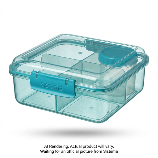 Sistema Ocean Bound Plastic Bento Box, Lunch Box with Yogurt/Fruit Container, 1.25 L, Assorted Colours (Varies by Pack)