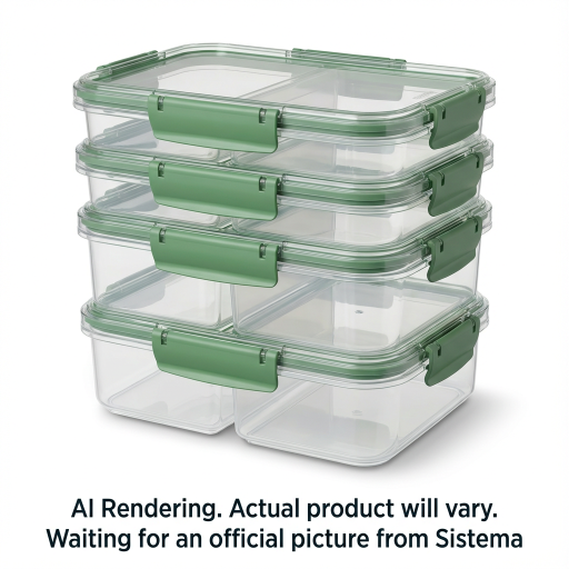 Sistema Nest It Meal Prep Containers, 870 mL, Green (Colour May Vary), 5 Pack