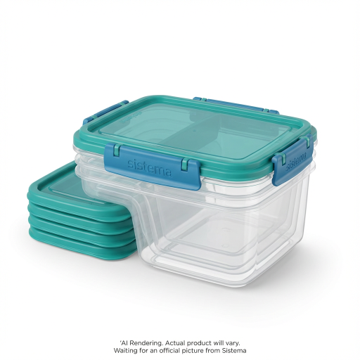 Sistema Nest It Meal Prep Containers, 1.9 L, Minty Teal (Colour May Vary), 5 Pack