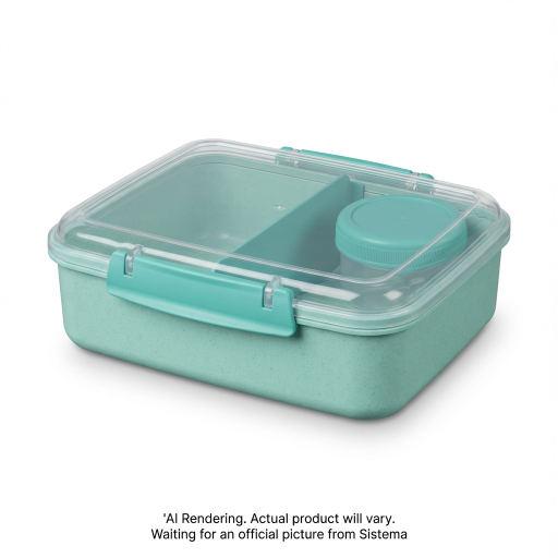 Sistema Ocean Bound Plastic Bento Box, 1.1 L Lunch Box, BPA-Free, Teal or Blue (Colour Not Selectable)