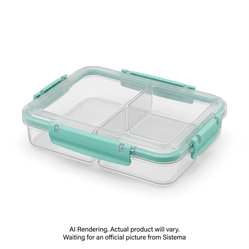 Sistema To Go Multi Split Meal & Food Container with Dividers & Clips, 820 mL, Minty Teal