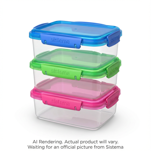 Sistema Lunch Food Storage Containers | 400ml. | Small Snack Pots | BPA-Free Plastic | Assorted Colours | 3 Count