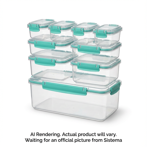 Sistema Klip It Food Storage Containers, Accents Collection, Teal, 18-Piece Set