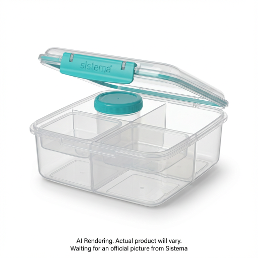 Sistema Bento Box To Go Lunch Box with Yogurt Container, 1.25 L, Colour May Vary, 1 Pack