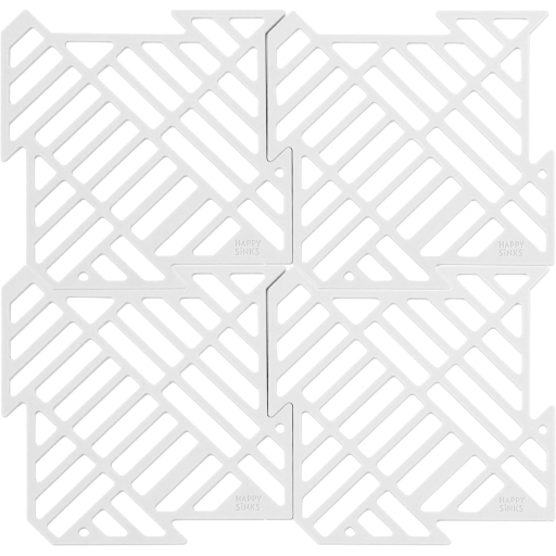 Puzzle sink mat (4pcs/pack), white silicone