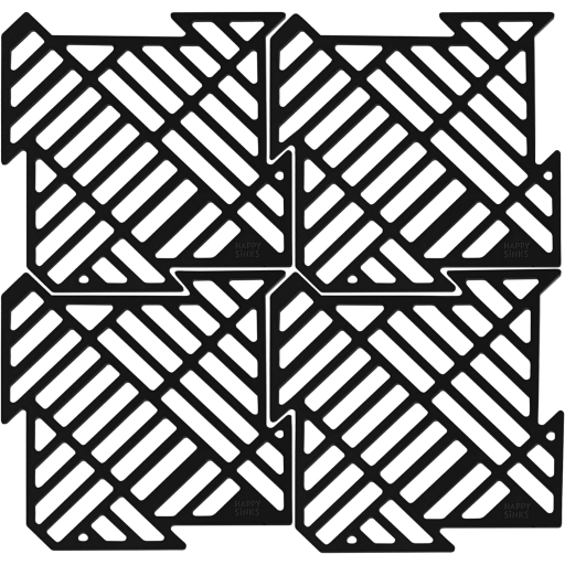 Puzzle sink mat (4pcs/pack), black silicone