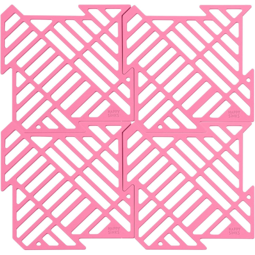 Puzzle sink mat (4pcs/pack), garden rose, silicone