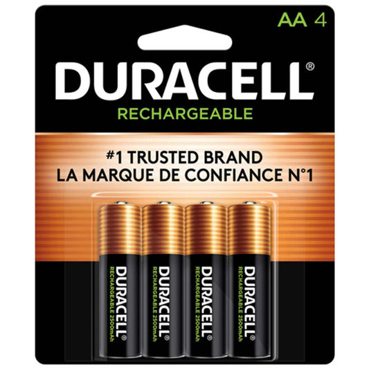 AA Duracell Rechargeable (DX1500) 2500 mAhBatteries (4 Card)