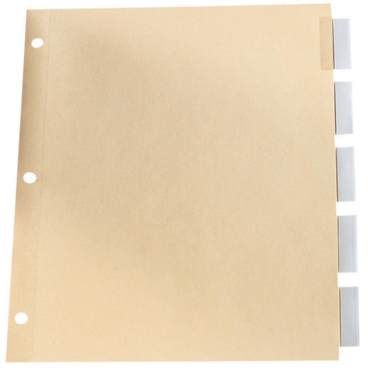 Insertable Tab Dividers Letter. 3-hole punched. Clear., 5 tabs