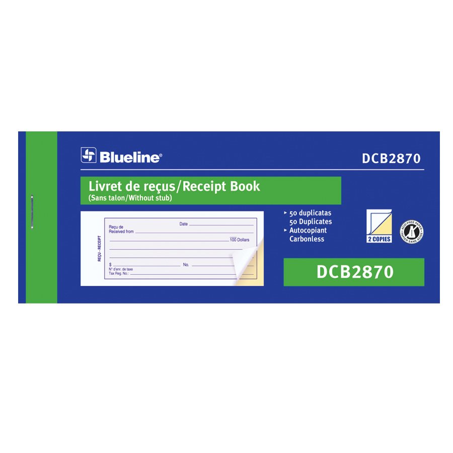 Receipt Booklet DCB2870 Bilingual