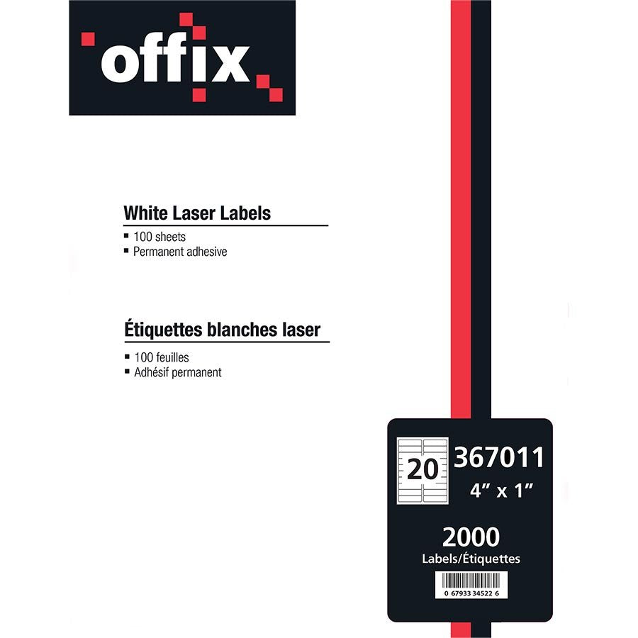 Offix® White Labels 4"x1" (2000 Labels)