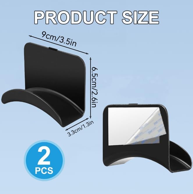 2 Pcs Headphone Wall Hangers Adhesive Gaming Headset Holder Hooks for Wall Mount Strong Universal Stand Hooks for Most Headphone Controller, Hat, Baseball Caps, Door, Closet(Black)