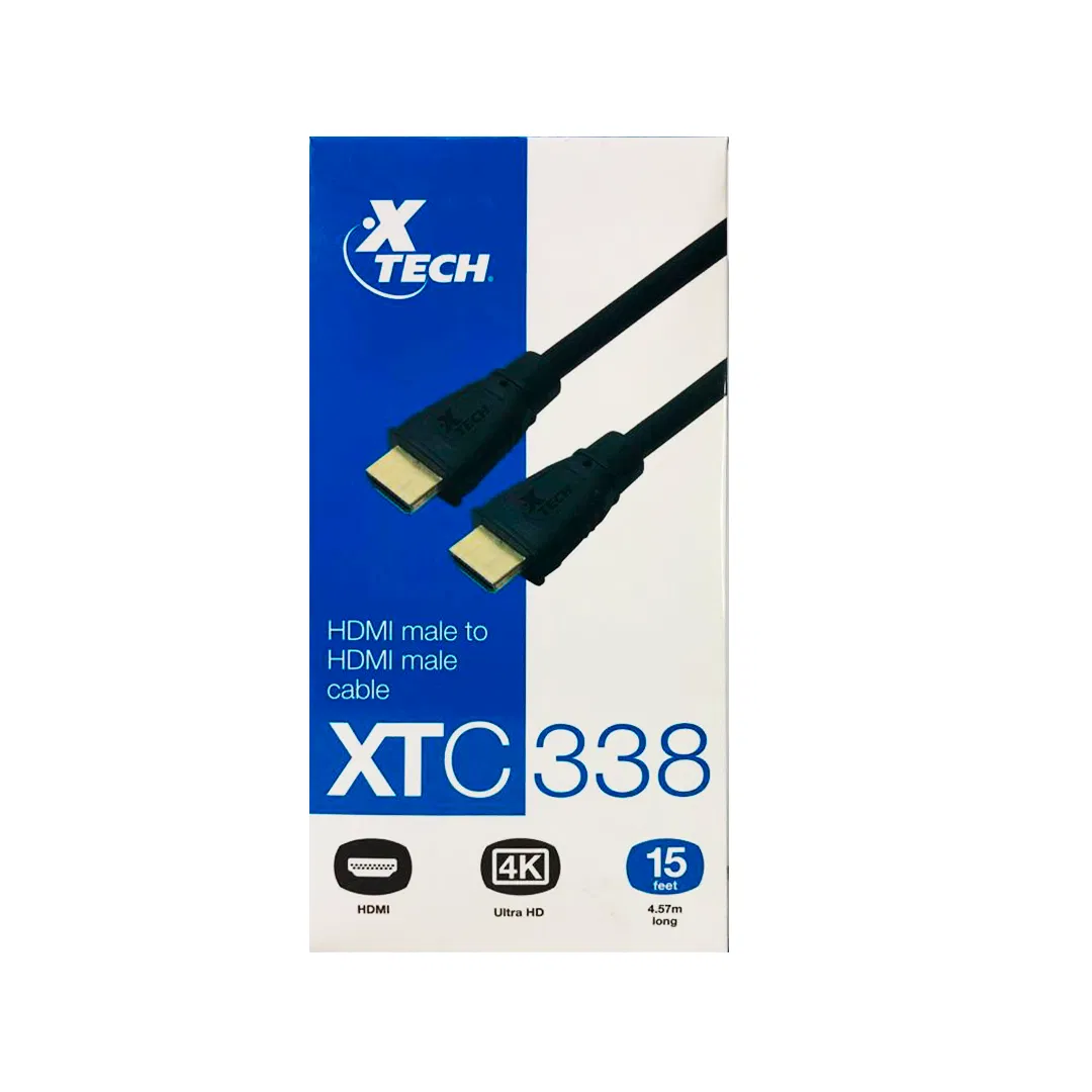 Xtech HDMI Cable Male to Male Gold Plated - 15ft - Black