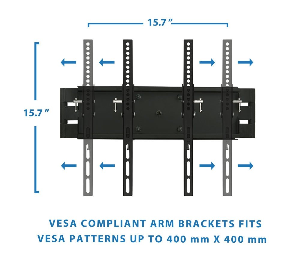 Mount-It! TV Mount Full Motion 32 – 55In Flat TV Max 154lbs Articulating Tilt & Swivel Heavy Gauge Steel – Black