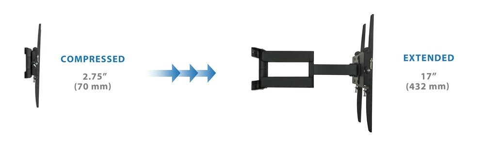 Mount-It! TV Mount Full Motion 32 – 55In Flat TV Max 154lbs Articulating Tilt & Swivel Heavy Gauge Steel – Black