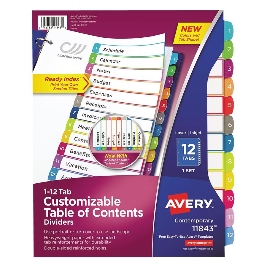 Ready Index® Customizable Table of Contents Dividers