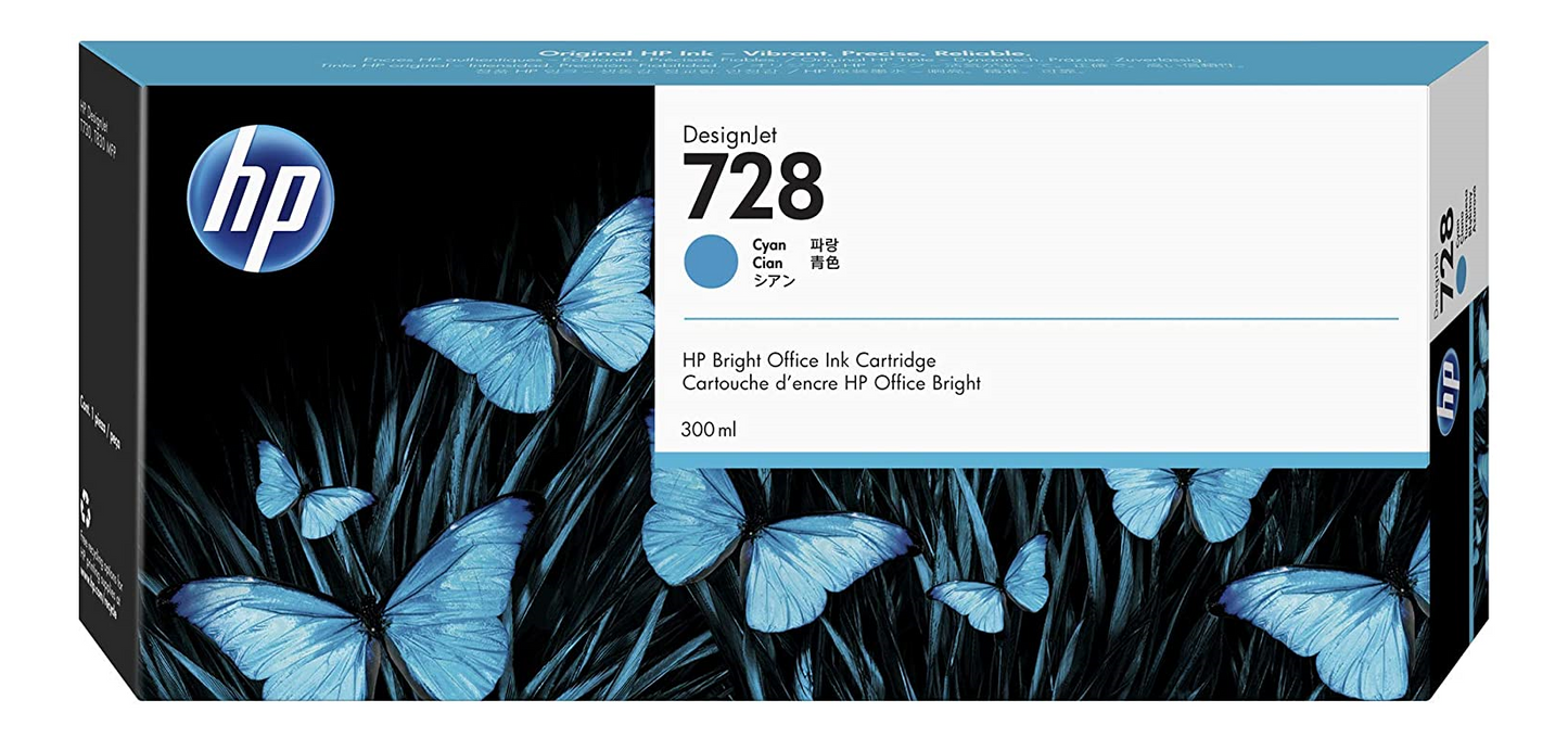 HP 728 300-ml Cyan Ink Crtg