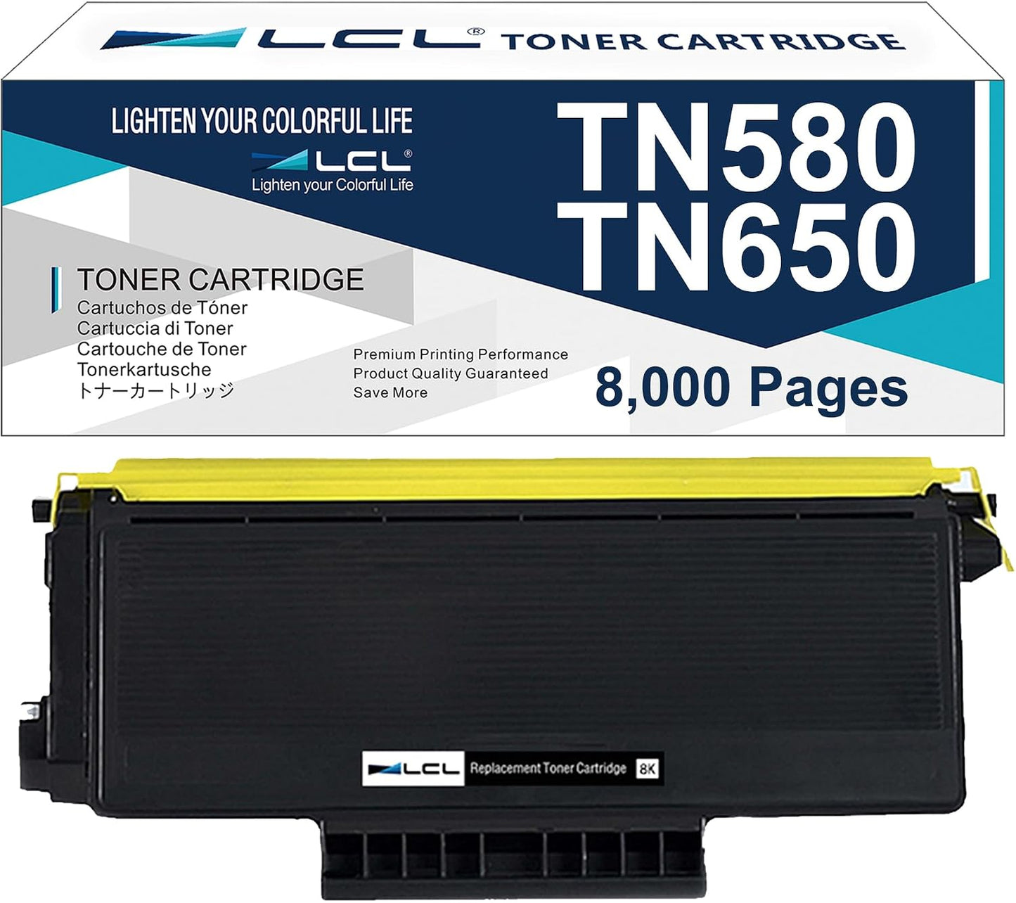 LCL TN-650 Toner Cartridge Replacement for Brother TN620 TN550 TN650 TN580