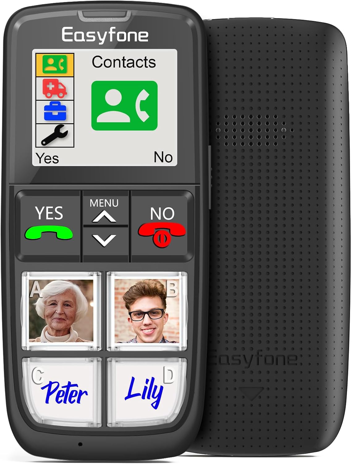 Easyfone Prime-T6 4G Unlocked Easiest-to-Use Cell Phone for Seniors, Black Large Picture Button Mobile Phone with SOS Button and an Easy Charging Dock for Elderly, Dementia, Alzheimer's or Memory Loss