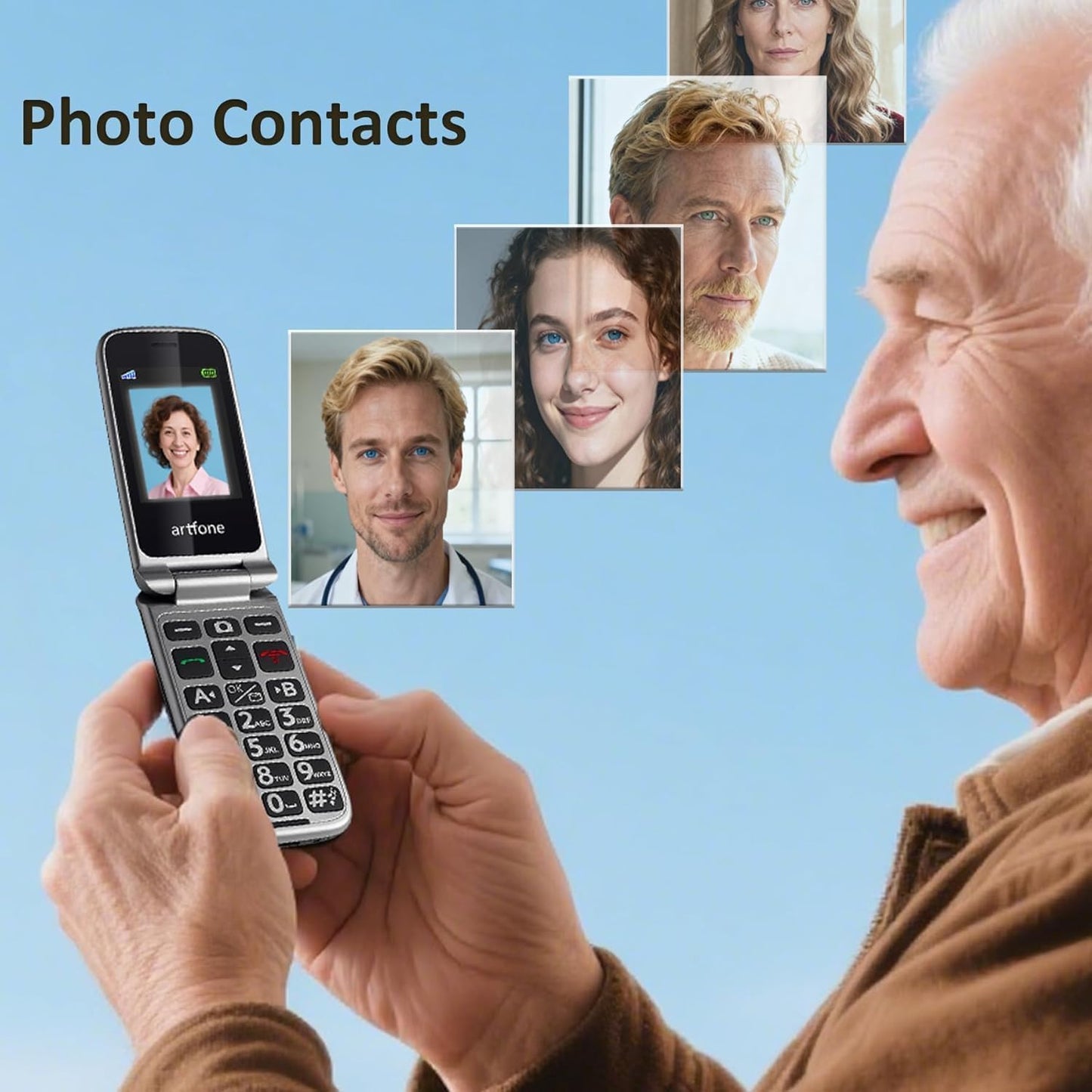 artfone G3 Flip Phone Unlocked for Seniors, 4G Volte Basic Phone, 2.4" Screen, SOS Button, Speed Dial, Hans-Free, Big Buttons, Bluetooth, Camera, FM Radio, Charging Dock, Voice Time, Dumb Phone