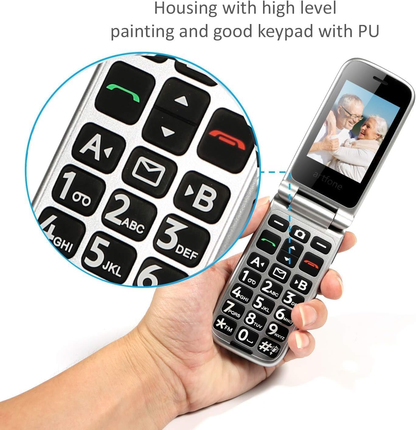 artfone G3 Flip Phone Unlocked for Seniors, 4G Volte Basic Phone, 2.4" Screen, SOS Button, Speed Dial, Hans-Free, Big Buttons, Bluetooth, Camera, FM Radio, Charging Dock, Voice Time, Dumb Phone
