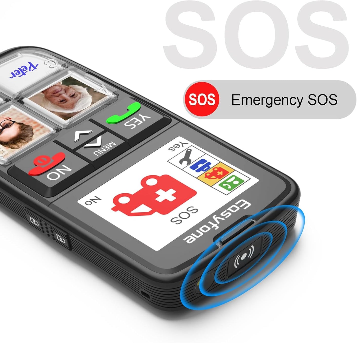 Easyfone Prime-T6 4G Unlocked Easiest-to-Use Cell Phone for Seniors, Black Large Picture Button Mobile Phone with SOS Button and an Easy Charging Dock for Elderly, Dementia, Alzheimer's or Memory Loss