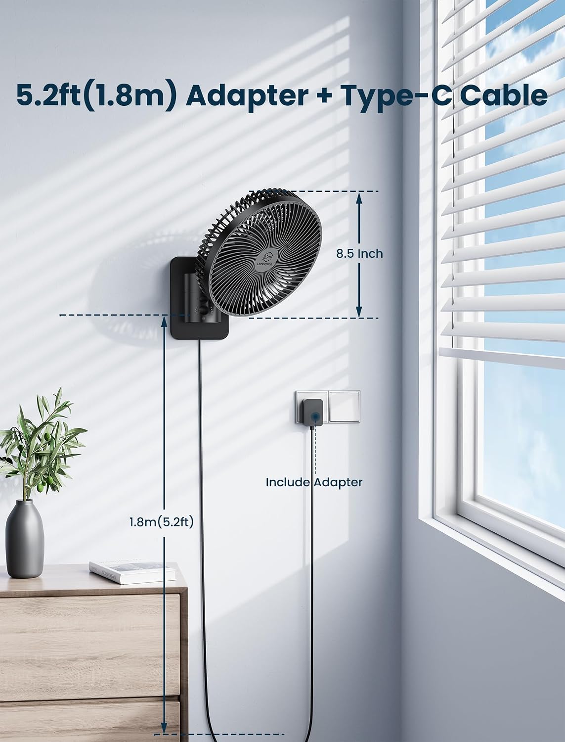 8.5-Inch Quiet Wall-Mounted Oscillation
