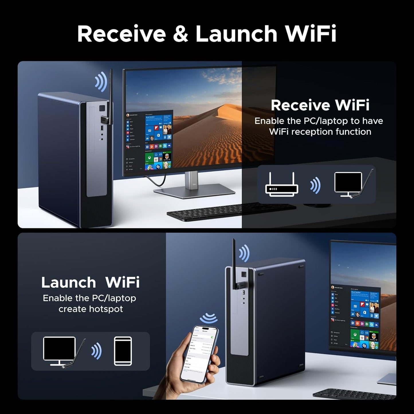 UGREEN 2-in-1 USB Bluetooth WiFi 6 Adapter