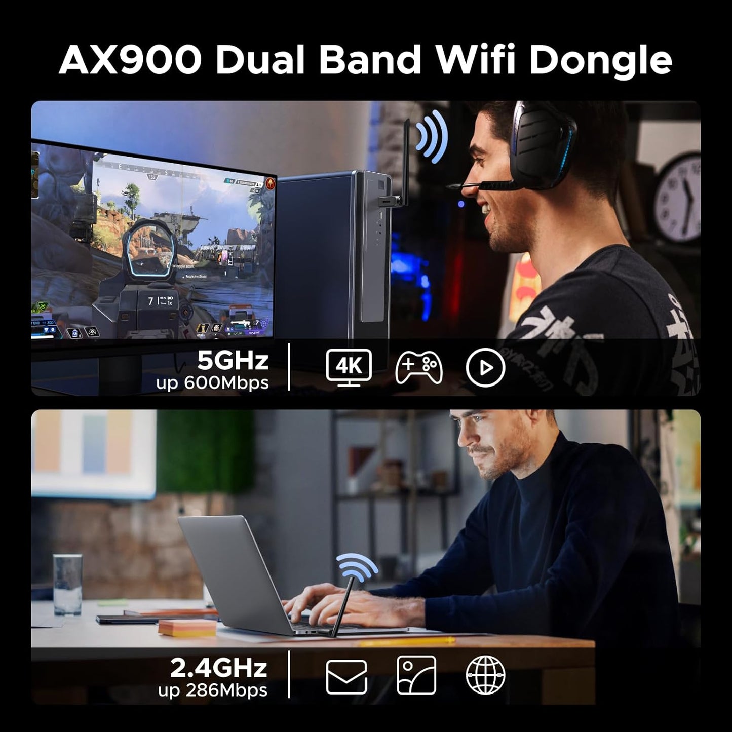 UGREEN 2-in-1 USB Bluetooth WiFi 6 Adapter