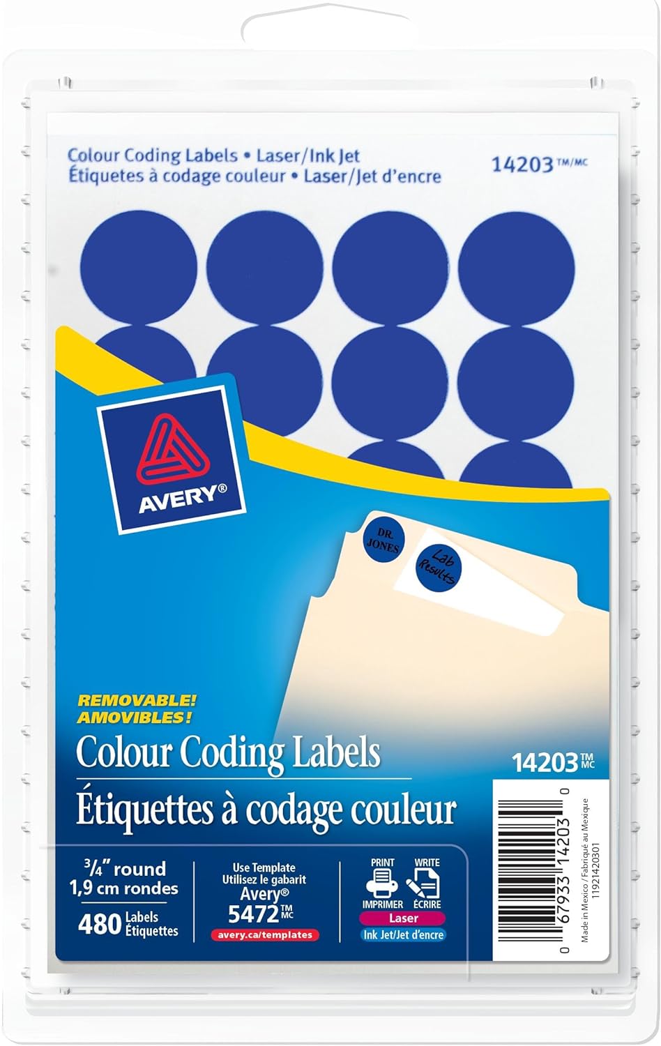 Avey Color Coding Labes Rectangular Avery Removable Colour Coding Labels for Laser and Inkjet Printers, 3 ...