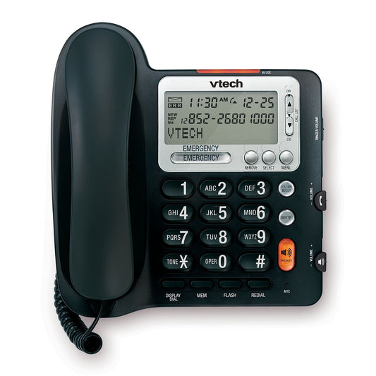 Vtech Corded Big Button Telephone, Volume Boost and Caller ID - Black (CD1281)