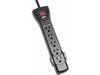 Protect It 7-Outlet Surge Protector, 7 ft. Cord with Right-Angle Plug, 2160 Joules, Diagnostic LEDs, Black Housing