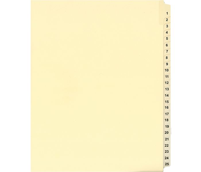 Numerical Litigation Index Dividers