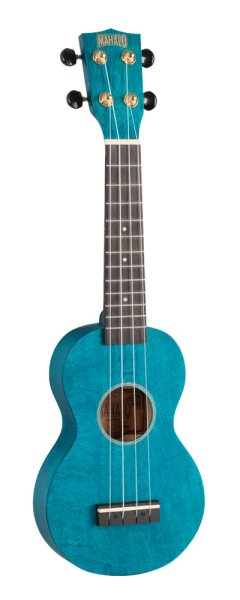 Mahalo Ukuleles - Slimline Series Soprano Ukulele With Carry Bag, Transparent Blue