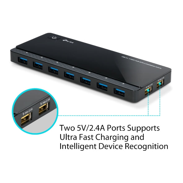 7-Port USB 3.0 Hub with 2 Power Charging ports