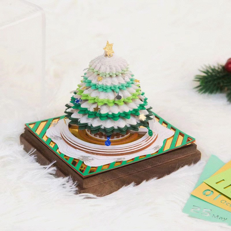 Christmas Tree 3D Three-dimensional Note Book Paper Carving Decor Memo Birthday Calendar Treehouse Office Notepad Gift Note