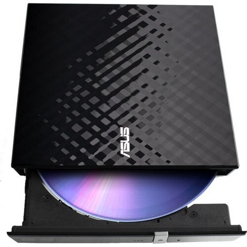 ASUS - Portable External DVD Burner Optical Disc with 8X Speed Re-Writer Drive - Black