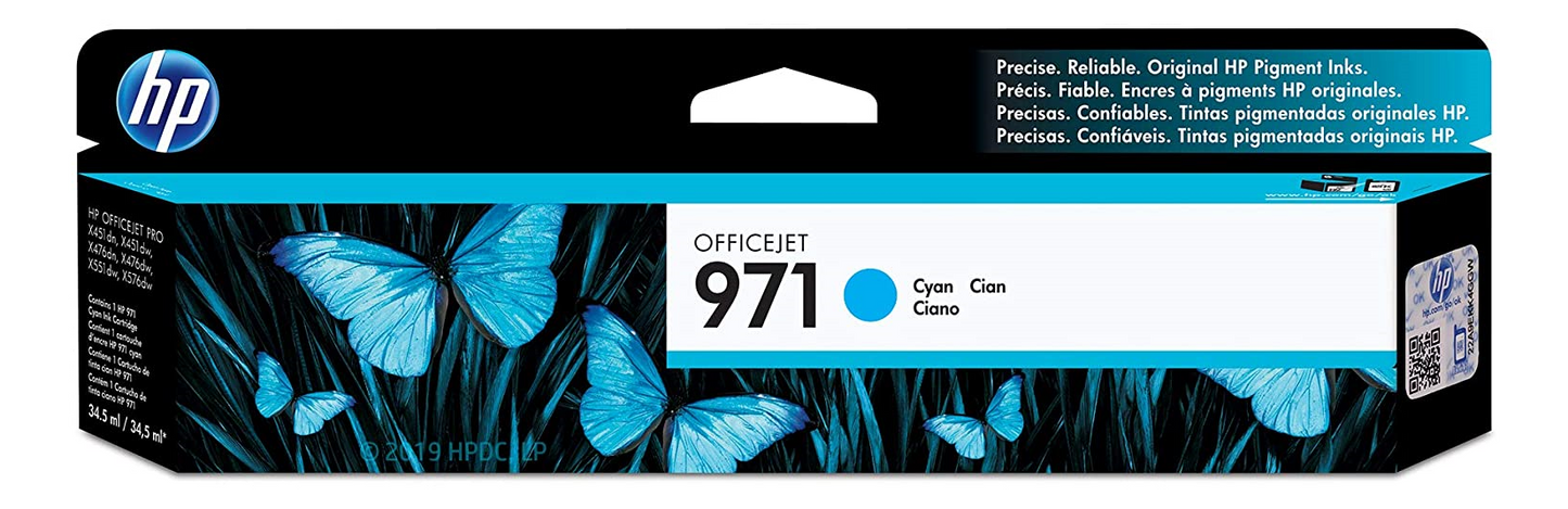 HP 971 Cyan Ink Cartridge