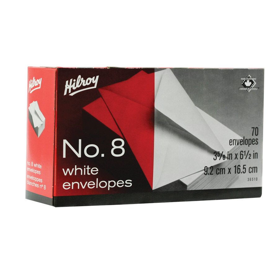 Hilroy White Envelope #8. 3-5/8 x 6-1/2 in., box 70