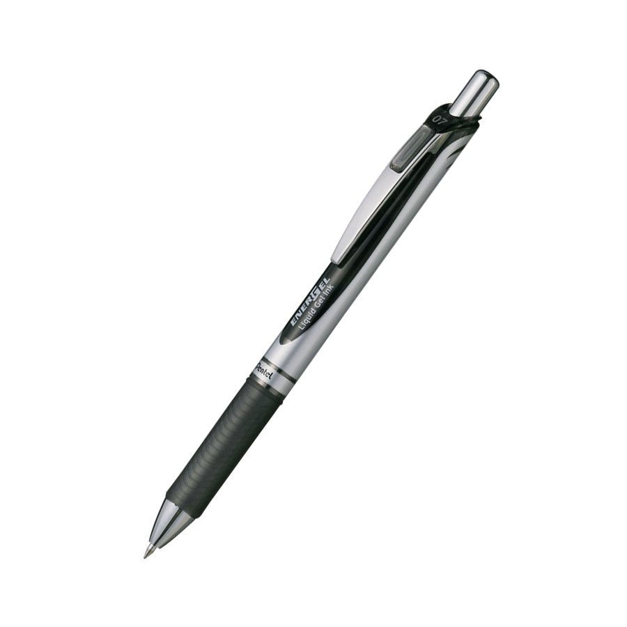 Pentel Gel Ink Ballpoint Pen Knock Energel 0.7mm Silver Axis Black Ink Bl77-A